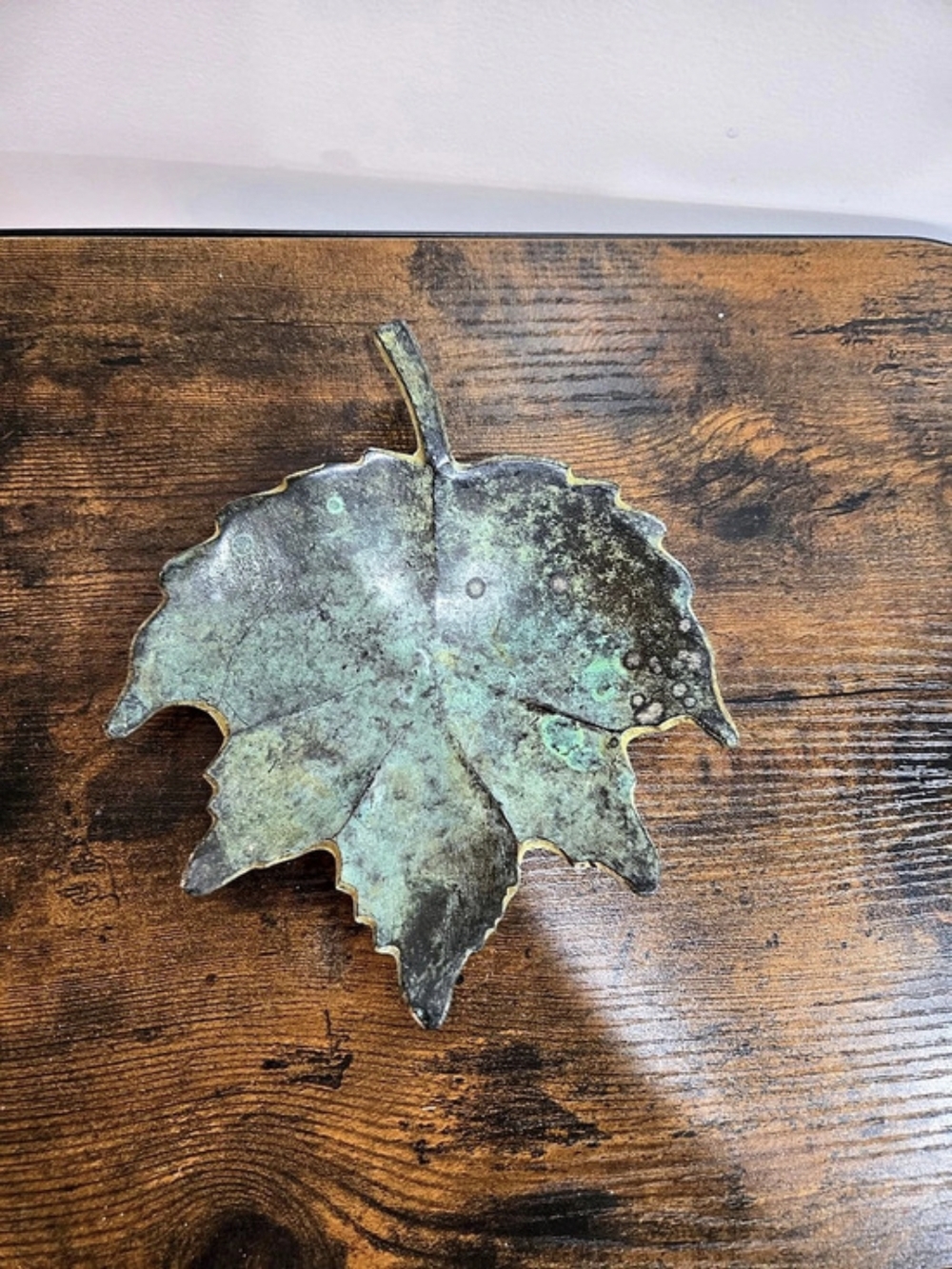 Vintage Heavy Brass Maple Leaf Tray